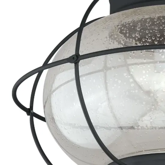 VAXCEL Chatham Black Coastal Globe Outdoor Flush Mount Ceiling Light Clear Glass image {9}