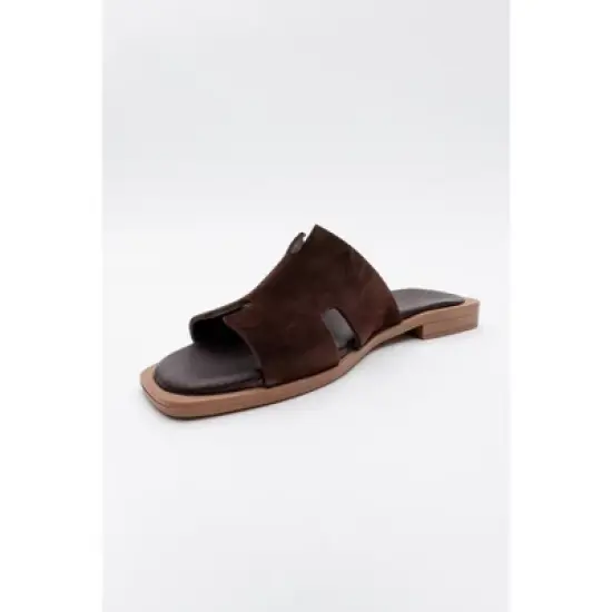 Jez - Brown Suede Leather Slide Sandal (Women) | Forever & Always Shoes image {3}