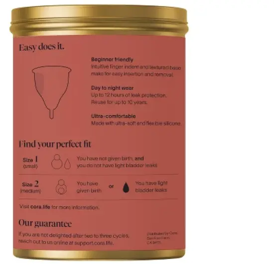 Cora Reusable Menstrual Cup - Size 1 image {1}