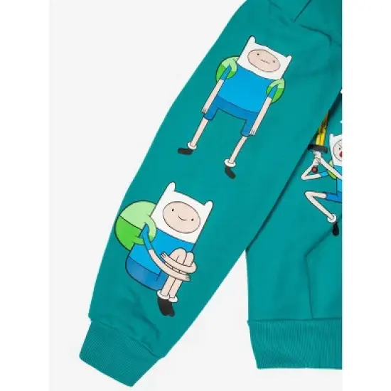 Adventure Time Finn Puff Print Long Sleeve Turquoise Adult Hooded Sweatshirt image {2}