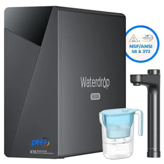 Waterdrop X16 Tankless Reverse Osmosis System NSF/ANSI 58 and 372 Certified Under Sink RO Alkaline Mineral PH Water Filter Pitcher image {9}