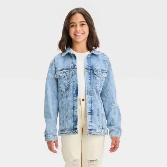 Girls' Oversized Jacket - art class&trade; Blue Denim image {3}