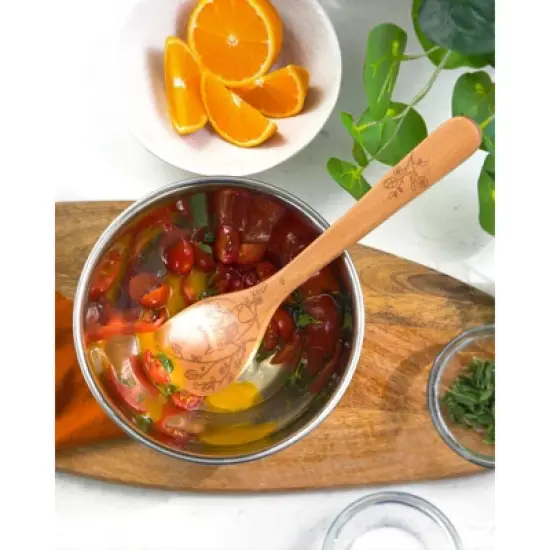 Talisman Designs Laser Etched Beechwood Corner Spoon, Woodland Collection image {1}