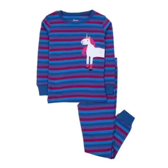 Leveret Kids Two Piece Cotton Striped Girls Pajamas image {4}