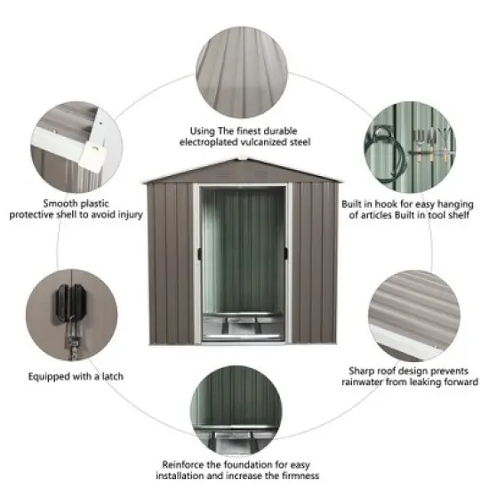 6ft x 5ft Outdoor Metal Storage Shed gray image {4}