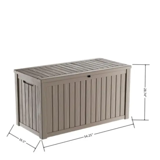 NAYSAYE Deck Box, 150 Gal Outdoor Storage Deck Box, Small Patio Storage Bin for Garden Tools, Brown, 54.25"*26.5"*28.74" image {2}