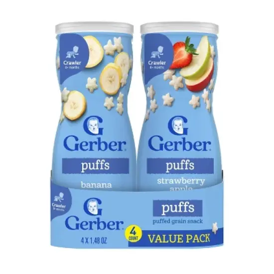 Gerber Baby Food Strawberry Apple & Banana Puffs Variety Pack Baby Snack - 4ct/1.48oz image {9}