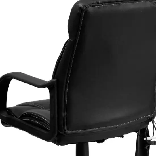 Emma and Oliver Mid-Back Ergonomic Massaging Black LeatherSoft Executive Swivel Office Arm Chair image {5}