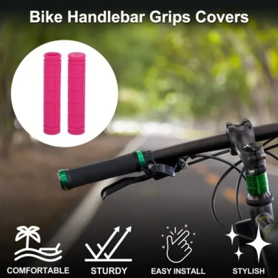 Unique Bargains Bike Handlebar Grips Covers Rubber 4.72" Pink 1 Pair image {1}