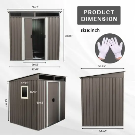 6ft x 5ft Outdoor Metal Storage Shed With window Transparent plate W540S00011 image {8}