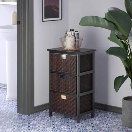 28.62" Omaha Storage Rack with Baskets Black - Winsome image {2}