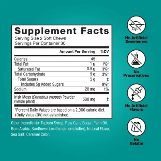 Force Factor Sea Moss Dietary Supplements Soft Chews - Salted Caramel - 60ct image {5}