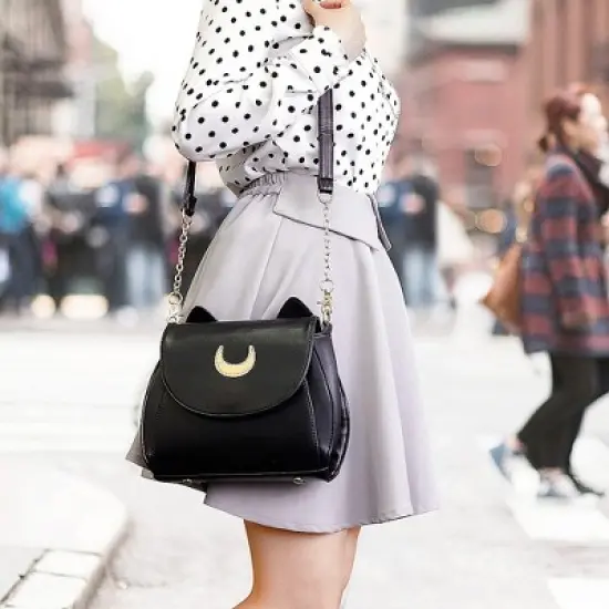 Gearonic Moon Lady Handbag Kitty Cat Ears Faux Leather Shoulder Bag Purse image {5}