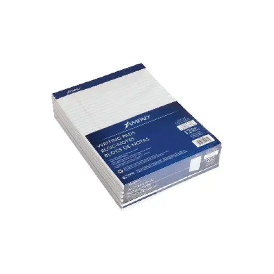 Ampad Recycled Writing Pads 8 1/2 x 11 3/4 White 50 Sheets Dozen 20170 image {1}