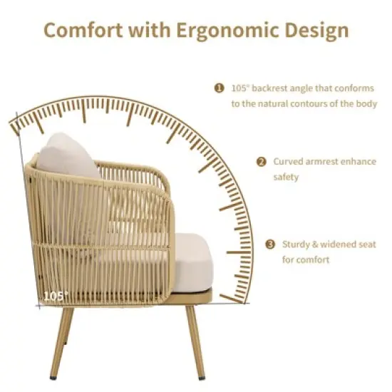 Outdoor Patio Furniture Set All Weather Wicker Conversation Set image {7}