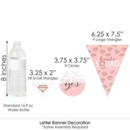 Big Dot of Happiness Bride Squad - Rose Gold Bridal Shower or Bachelorette Party Letter Banner Decor - 36 Banner Cutouts & Bride to Be Banner Letters image {5}