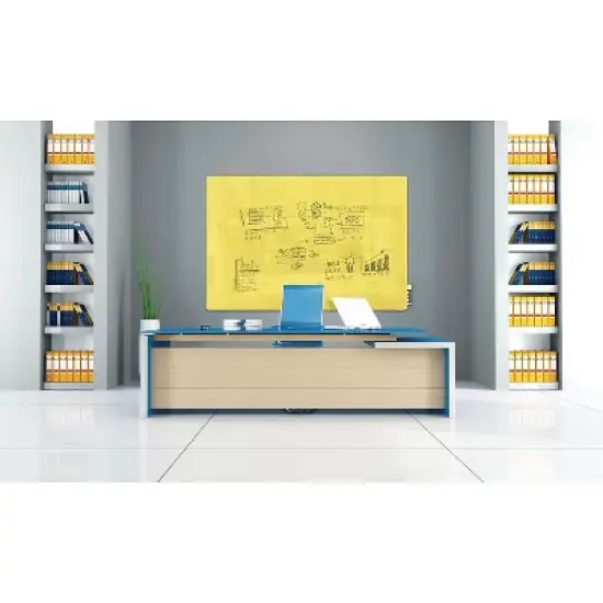 Ghent Manufacturing Harmony Magnetic Glass Dry Erase Board Frameless Yellow 4' x 3' (HMYRM34YW) image {1}