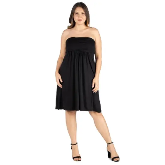 Knee Length Strapless Plus Size Dress image {4}