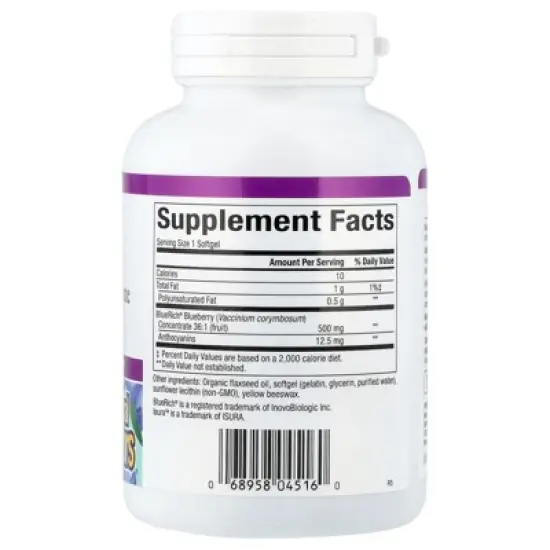 Natural Factors BlueRich&reg;, Super Strength Blueberry Concentrate, 500 mg, 90 Softgels image {1}