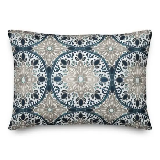 Creative Products Faded Gray Blue Medallions 14x20 Indoor / Outdoor Pillow image {1}