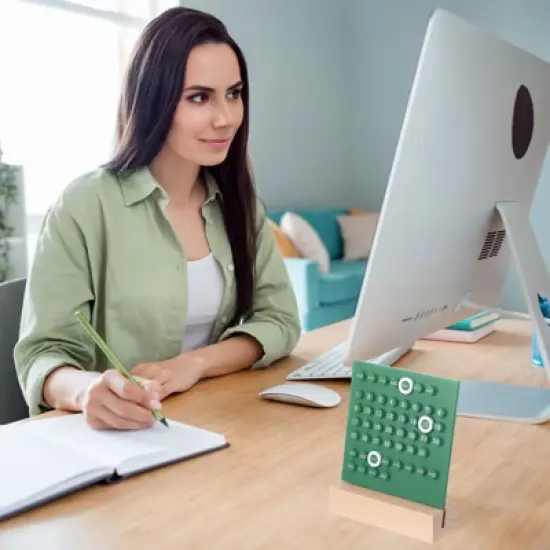 Unique Bargains Desktop Decoration Stand Wood Perpetual Calendar Green 5.3"x1.8"x7.1" image {4}