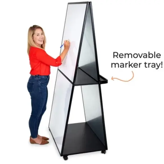Mobile Whiteboard | Double-Sided Dry Erase Board - White image {3}