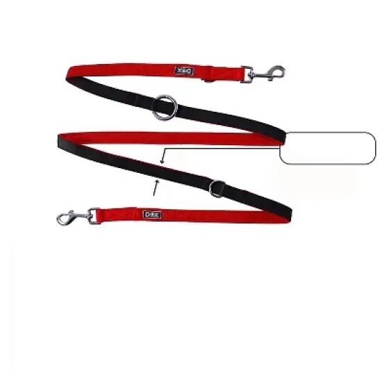 DDOXX 6.6 ft 3-Way Adjustable Airmesh Medium Dog Leash - Red image {1}