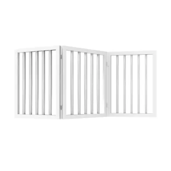 Indoor Pet Gate - 3-Panel Folding Dog Gate for Stairs or Doorways - 54x24-Inch Freestanding Pet Fence for Cats and Dogs by PETMAKER (White) image {6}