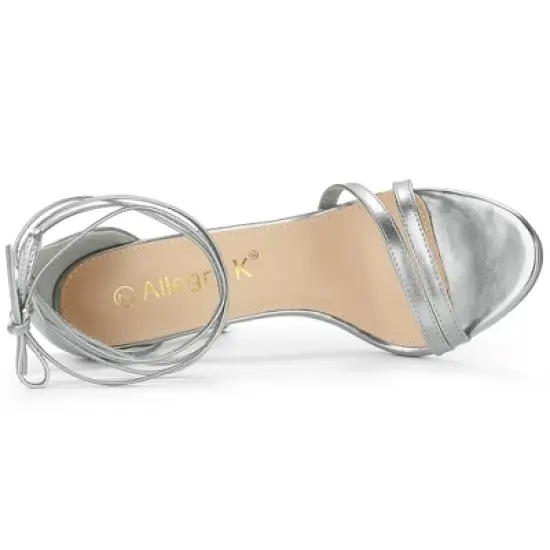 Allegra K Women's Open Toe Lace Up Stiletto Heels Sandals image {4}