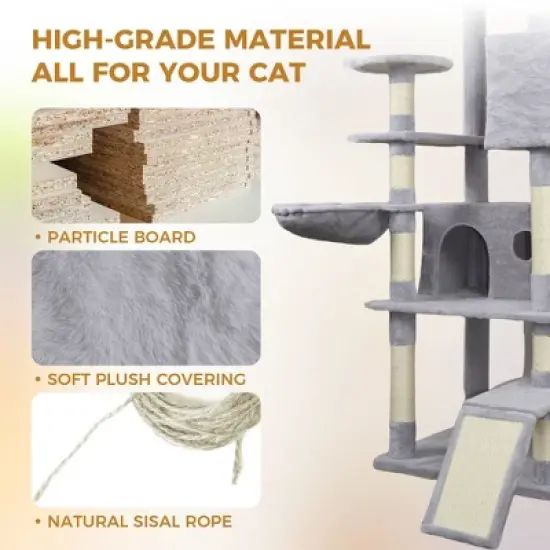 Multipet 84 in Cat Tree Tower with Large Condo, Sisal Scratching Post, Big Hammock and Top Platform image {4}