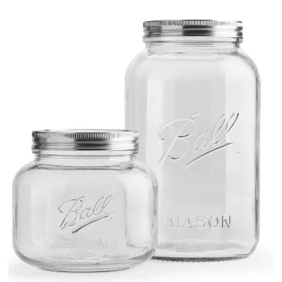 Ball 64oz Glass Half Gallon Storage Jar Clear: Dishwasher-Safe, Wide Neck, 6" Height, 2.5 lbs image {2}