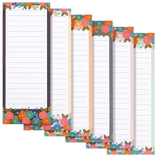 Juvale 6-Pack Magnetic Notepads for Refrigerator - Shopping List, To-Do, Memo, Scratch Pads (6 Floral Designs, 60 Sheets Each) image {3}