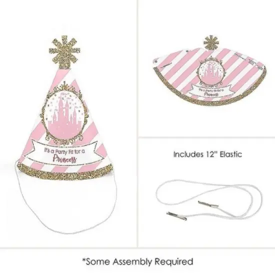 Big Dot of Happiness Little Princess Crown - Mini Cone Pink and Gold Princess Baby Shower or Birthday Party Hats - Small Little Party Hats - Set of 8 image {4}