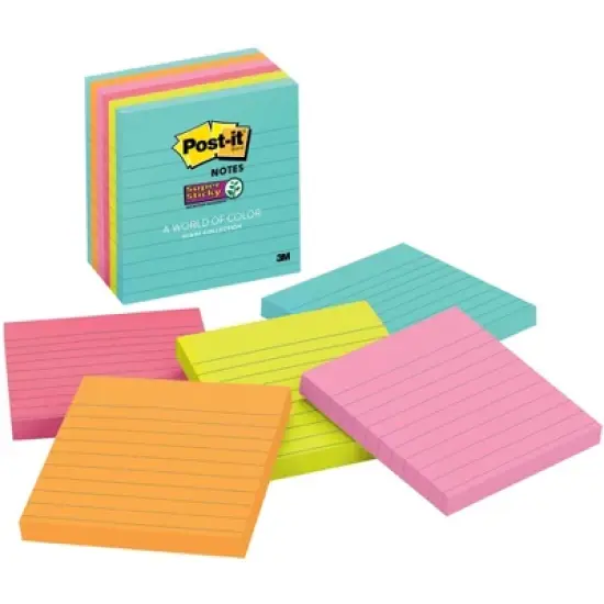 Post-it Super Sticky Lined Notes, 4 x 4 Inches, Miami Colors, 6 Pads with 90 Sheets image {6}