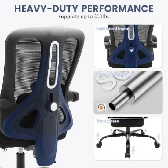 Ergonomic Office Chair with Adjustable Lumbar Support & Footrest, High-Back Mesh Computer Chair, 400LB Capacity for Home, Office, and Gaming image {6}