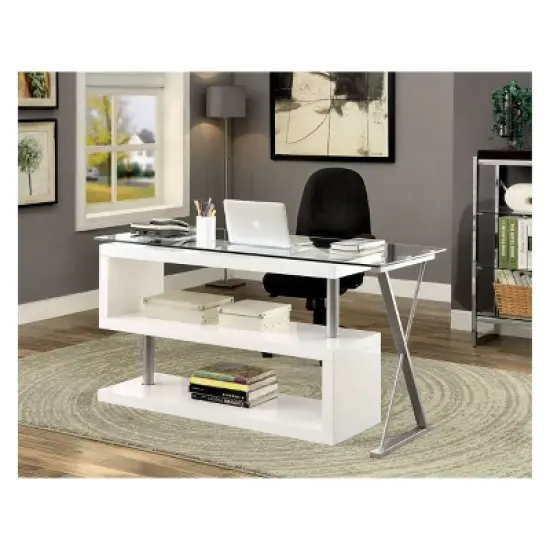 Nagini Swivel Computer Desk Glossy White - HOMES: Inside + Out image {3}