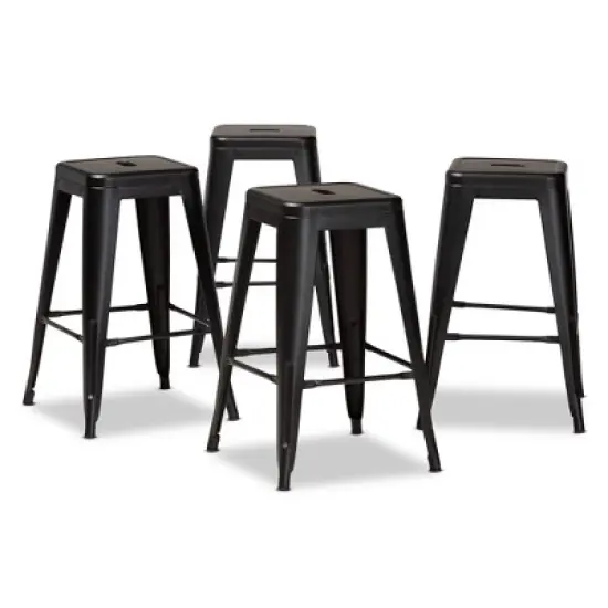 4pc Horton Metal Stackable Counter Stool Set - Baxton Studio image {7}