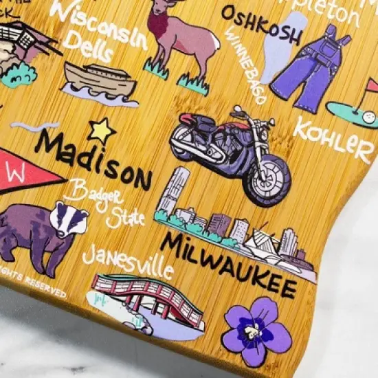 Totally Bamboo Wisconsin Fish Kiss Cutting Board: Lightweight Bamboo, Multicolored, 12"x13", Hand Wash, 1.68 lbs image {4}