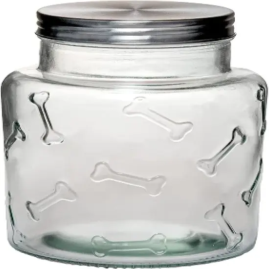 Amici Pet Bailey Bones Glass Canister Pet Treat Container Airtight, Dog Bone Design, Dishwasher Safe image {4}
