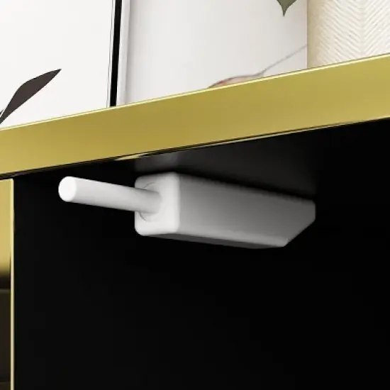 FUFU&GAGA Wave Finish 4 Door Floor Standing Sideboard with Adjustable Shelves image {7}