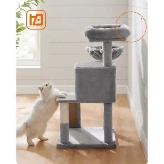 Feandrea Cat Tree, Small Cat Tower, Cat Condo, Kitten Activity Center with Scratching Post, Basket, Cave image {6}