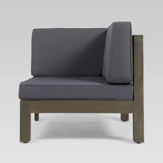 Oana 7pc Acacia V-Shaped Sectional Sofa with Fire Pit Set - Gray/Dark Gray - Christopher Knight Home image {3}