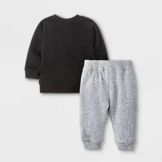 Baby Boys' 2pc Queen Long Sleeve Fleece Pullover and Jogger Set - Black image {1}