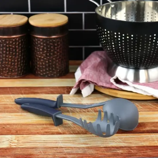 Oster Bluemarine 2 Piece Ladle and Pasta Server Utensil Set in Navy Blue image {2}