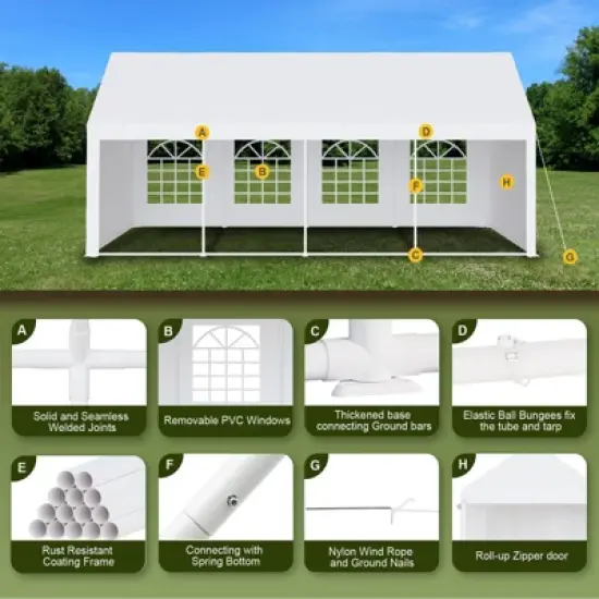 Outdoor Gazebo Tent for Events , Removable Sidewalls, 3 Storage Bags, Waterproof, Easy Setup, Ideal for Backyard Parties, Weddings image {5}
