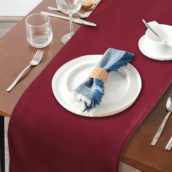 Unique Bargains Table Runner 108.27"L x 11.81"W Wine Red 1 Pc image {5}