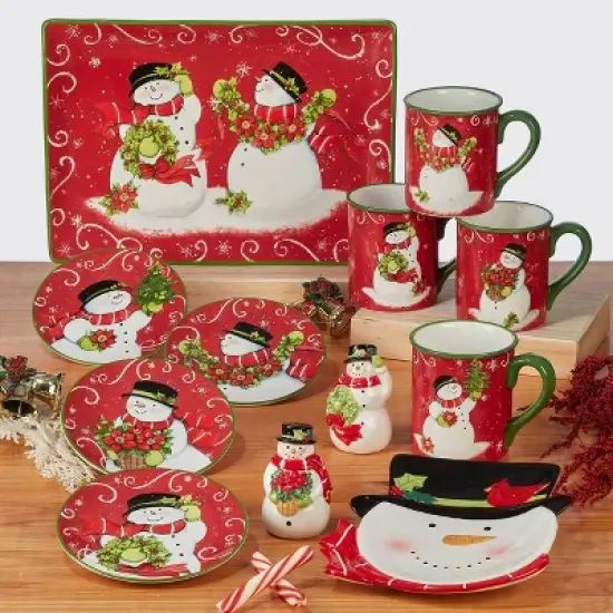 16oz 4pk Earthenware Holiday Magic Snowman Mugs - Certified International image {1}