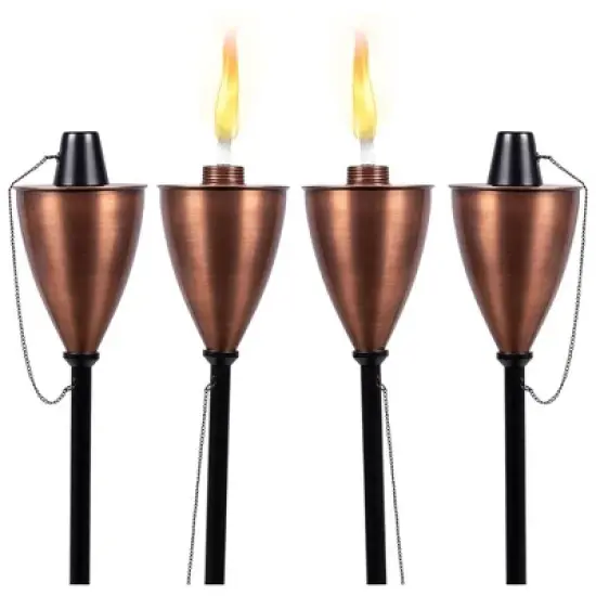 BirdRock Home 4-Pack Outdoor Wide Conical Torches - Bronze image {7}