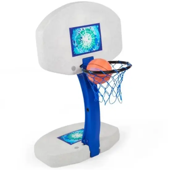 SwimWays 2-In-1 Volleyball and Basketball Swimming Poolside Water Game Set for Inground Pools with Bases, Nets, and Pro-Style Balls, Blue & White image {4}