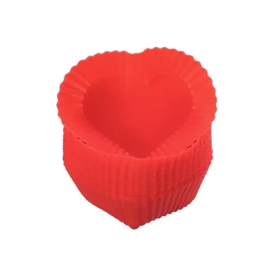 Unique Bargains Silicone Heat Resistant Cupcake Liners Heart Shape Baking Cups 18 Pcs image {6}